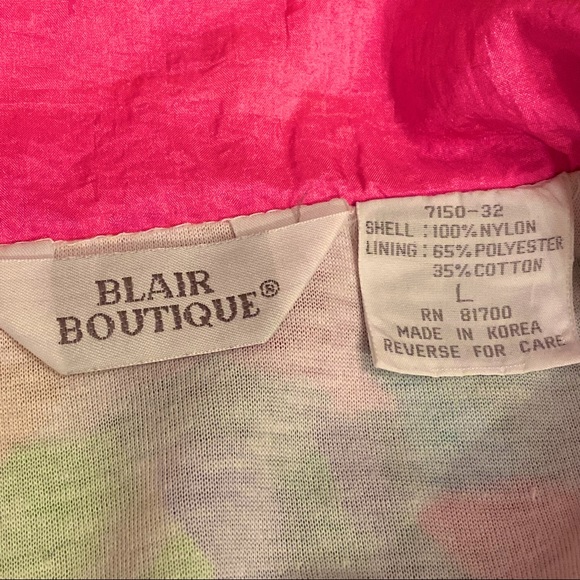 VINTAGE BLAIR BOUTIQUE NEON WATERCOLOR WINDBREAKER  SZ L - Picture 16 of 16